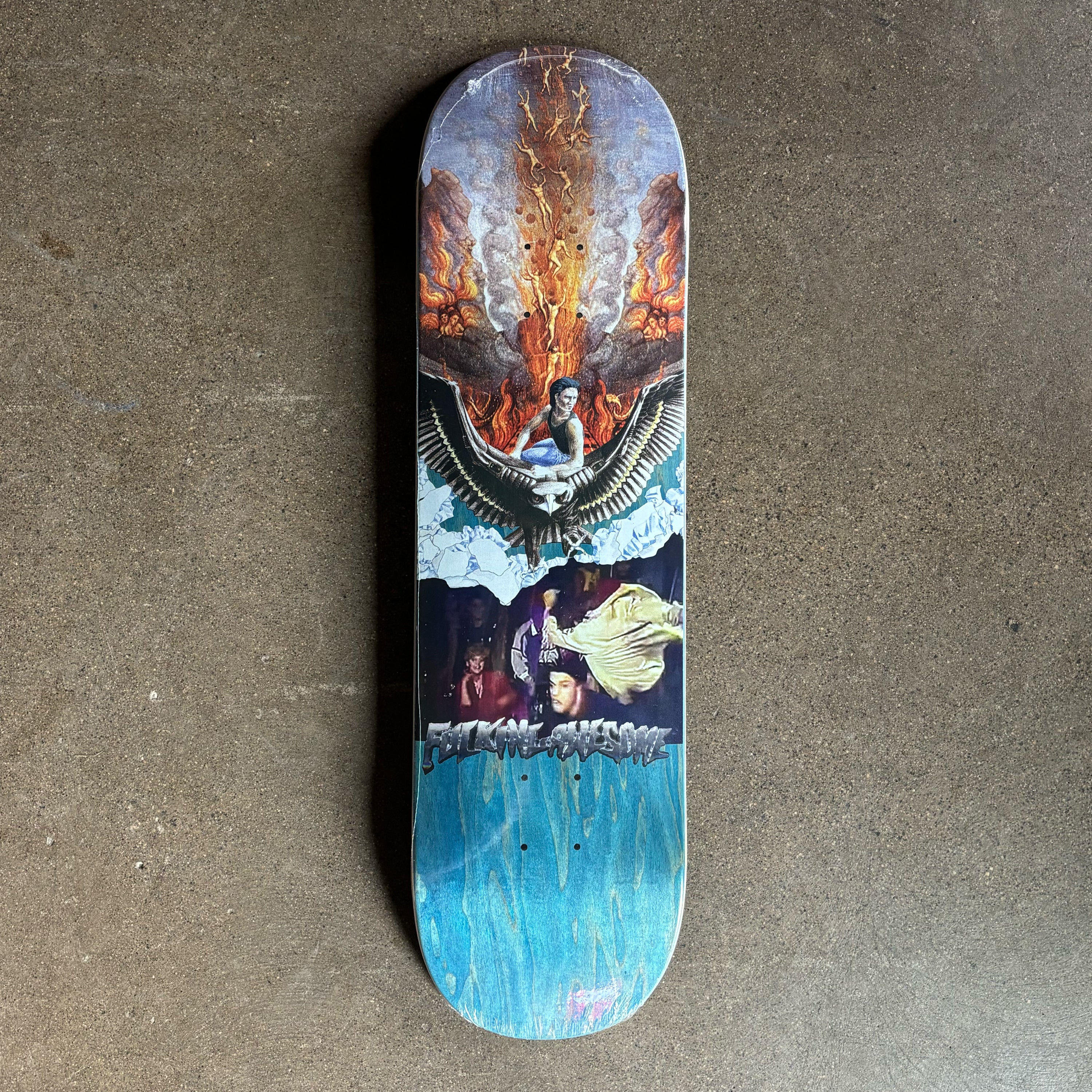 Full image of deck with various collage art.